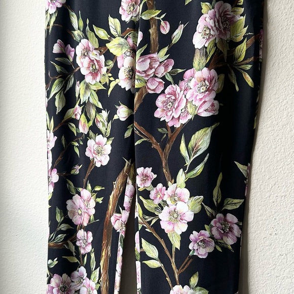 NWT DOLCE & GABBANA black Pink viscose CHERRY BLOSSOM Pants Sz 6 - Picture 3 of 9